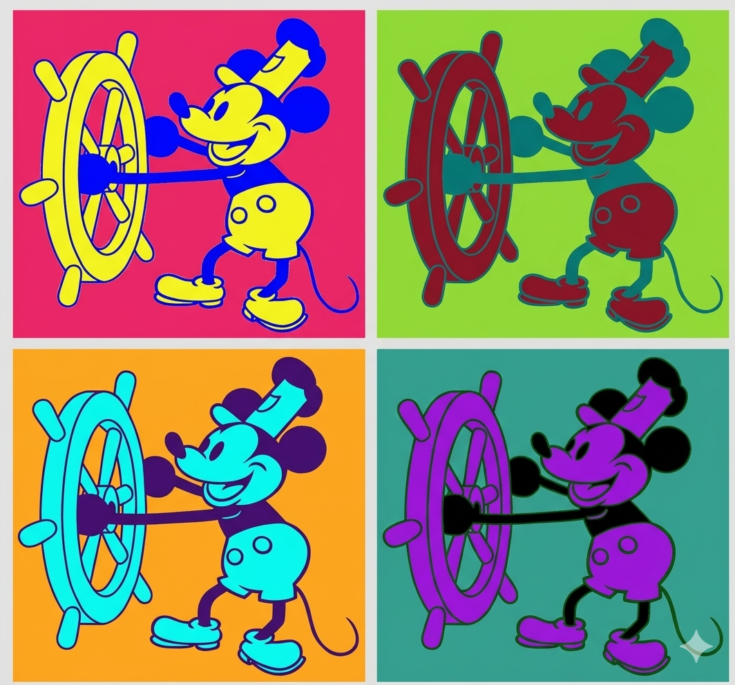 Free Digital Image Steam Boat Willie Andy Warhol Style